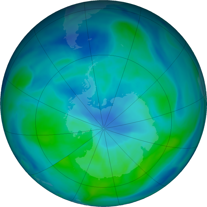 Antarctic ozone map for 10 March 2019